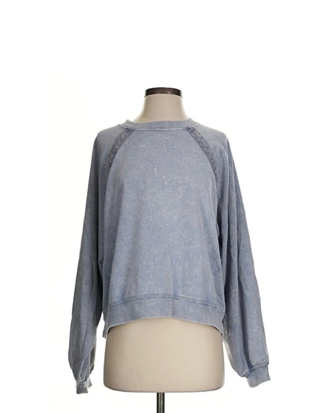 Intimately Free People Washed Blue Raglan Sweatshirt